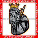 Gangster Queen Merry Statue Thank You Machine Gun Hail Trap Hip Hop Rap Rapper Plug Trap Hustler Hustling Sauce Dope Mob Slum Goon Smoke Gang Member Thug Boss Art Graphic Design Logo T-Shirt Print Printing JPG PNG SVG Vector Cut File