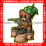Trap Gangster Angry Teddy Bear Gold Necklace Machine Gun Rocket Launcher Cash Money Bags Plug Street Business Famous Hustle Hip Hop Rap Rapper Plug Trap Art Graphic Design Logo T-Shirt Print Printing JPG PNG SVG Vector Cut File