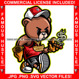 High Steppin' Gangster Angry Boss Teddy Bear Smoking Cigar Dollar Sign Smoke Gold Jewelry Cap Sneakers Plug Street Business Famous Hustle Hip Hop Rap Rapper Plug Trap Art Graphic Design Logo T-Shirt Print Printing JPG PNG SVG Vector Cut File