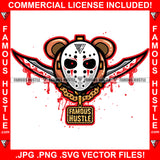 Killer Blood Gangster Teddy Bear Hockey Mask Bloody Fighting Knives Gold Jewelry Horror Tattoo Hip Hop Rap Hustler Drip Trap Hood Thug Street Mafia Mob Famous Hustle Art Graphic Design Logo T-Shirt Print Printing JPG PNG SVG Vector Cut File