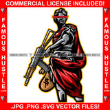 Man Statue Holding Machine Gun Cash Money Bag Red Cape Trap Life Street Savage Hood Ghetto Swag Thug Boss Hustler Trench Hip Hop Rap Rapper Famous Hustle Hustling Art Graphic Design Logo T-Shirt Print Printing JPG PNG SVG Vector Cut File