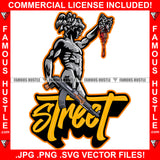 Street Man Statue Cutting Op Opp Enemy Bloody Heads Off Machine Gun Hip Hop Rap Hustler Gangster Trap Hood Thug Street Rich Cartoon Character Quote Art Graphic Design Logo T-Shirt Print Printing JPG PNG SVG Vector Cut File