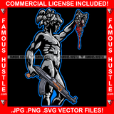 Street Man Statue Cutting Op Opp Enemy Bloody Heads Off Machine Gun Hip Hop Rap Hustler Gangster Trap Hood Thug Street Rich Cartoon Character Art Graphic Design Logo T-Shirt Print Printing JPG PNG SVG Vector Cut File
