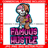 Famous Hustle Gangster Two Face Teddy Bear Skull Face Brain Internal Organs Gold Jewelry Boss Hip Hop Rap Rapper Plug Trap Street Hood Ghetto Neon Colors Quote Art Graphic Design Logo T-Shirt Print Printing JPG PNG SVG Vector Cut File