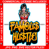 Famous Hustle Sexy Gangster Woman Red Bikini Lingerie Panties Pistol Gun Smoke Dollar Sign Pointing Gold Jewelry  Girl Hip Hop Rap Trending Designer Fashion Quote Art Graphic Design Logo T-Shirt Print Printing JPG PNG SVG Vector Cut File