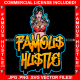Famous Hustle Sexy Gangster Woman Red Bikini Lingerie Panties Pistol Gun Smoke Dollar Sign Pointing Gold Jewelry  Girl Hip Hop Rap Trending Designer Fashion Quote Art Graphic Design Logo T-Shirt Print Printing JPG PNG SVG Vector Cut File