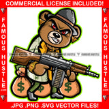 Angry Face Teddy Bear Cash Money Bags Gun $100 Bill Pattern Clothes Gold Jewelry Hip Hop Rap Rich Rapper Hustling Trap Plug Ghetto Swag Thug Boss Gangsta Hustler Savage Art Graphic Design Logo T-Shirt Print Printing JPG PNG SVG Vector Cut File