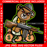 Angry Face Teddy Bear Cash Money Bags Gun $100 Bill Pattern Clothes Gold Jewelry Hip Hop Rap Rich Rapper Hustling Trap Plug Ghetto Swag Thug Boss Gangsta Hustler Savage Art Graphic Design Logo T-Shirt Print Printing JPG PNG SVG Vector Cut File