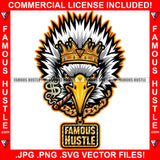 Soar High King Angry Eagle Face Smoking Cigar Gold Jewelry Crown Necklace Yellow Eyes Hip Hop Rap Rich Rapper Trap Plug Ghetto Swag Thug Gangsta Savage Art Graphic Design Logo T-Shirt Print Printing JPG PNG SVG Vector Cut File