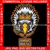 Soar High King Angry Eagle Face Smoking Cigar Gold Jewelry Crown Necklace Yellow Eyes Hip Hop Rap Rich Rapper Trap Plug Ghetto Swag Thug Gangsta Savage Art Graphic Design Logo T-Shirt Print Printing JPG PNG SVG Vector Cut File