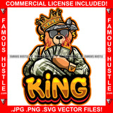 King Gangster Teddy Bear Head Paisley Bandanna Sunglasses Dollar Sign Earrings Fire Cash Money Gold Jewelry Rap Plug Trap Street Hood Ghetto Thug Hustler Drip Dripping Savage Famous Hustle Badass Quote Art Graphic Design Print Printing Vector SVG Cut File