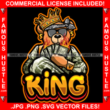 King Gangster Teddy Bear Head Paisley Bandanna Sunglasses Dollar Sign Earrings Fire Cash Money Gold Jewelry Rap Plug Trap Street Hood Ghetto Thug Hustler Drip Dripping Savage Famous Hustle Badass Quote Art Graphic Design Print Printing Vector SVG Cut File