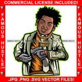 Time To Work Gangster Man Lock Dreads $100 Bill Pattern Clothes Outfit Gold Teeth Jewelry Machine Gun Smoking Tattoo Rap Plug Trap Street Hood Ghetto Thug Drip Dripping Savage Famous Hustle Art Graphic Design Print Printing Vector SVG Cut File