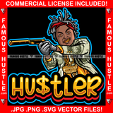 Hustler Gangster Man Lock Dreads $100 Bill Pattern Clothes Outfit Gold Teeth Jewelry Machine Gun Smoking Tattoo Rap Plug Trap Street Hood Ghetto Thug Drip Dripping Savage Famous Hustle Quote Art Graphic Design Print Printing Vector SVG Cut File