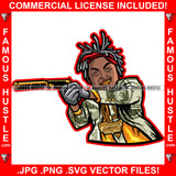 Hustler Gangster Man Lock Dreads $100 Bill Pattern Clothes Outfit Gold Teeth Jewelry Machine Gun Tattoo Rap Plug Trap Street Hood Ghetto Thug Drip Dripping Savage Famous Hustle Art Graphic Design Print Printing Vector SVG Cut File