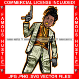 In Hustle We Trust Dripping Gangster Man Lock Dreads $100 Bill Pattern Clothes Outfit Gold Teeth Jewelry Machine Gun Tattoo Rap Plug Trap Street Hood Ghetto Thug Drip Savage Famous Hustle Art Graphic Design Print Printing Vector SVG Cut File