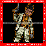 In Hustle We Trust Dripping Gangster Man Lock Dreads $100 Bill Pattern Clothes Outfit Gold Teeth Jewelry Machine Gun Tattoo Rap Plug Trap Street Hood Ghetto Thug Drip Savage Famous Hustle Art Graphic Design Print Printing Vector SVG Cut File