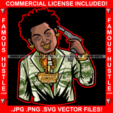 Gangster Man Lock Dreads $100 Bill Pattern Clothes Outfit Hustle Or Die Gold Teeth Jewelry Machine Gun Tattoo Rap Plug Trap Street Hood Ghetto Thug Drip Savage Famous Hustle Art Graphic Design Print Printing Vector SVG Cut File