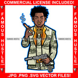 Cash On My Mind Gangster Man Lock Dreads $100 Bill Pattern Clothes Outfit Cigar Gold Teeth Jewelry Machine Gun Tattoo Rap Plug Trap Street Hood Ghetto Thug Drip Savage Famous Hustle Art Graphic Design Print Printing Vector SVG Cut File