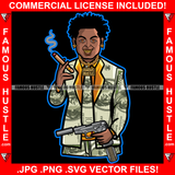 Cash On My Mind Gangster Man Lock Dreads $100 Bill Pattern Clothes Outfit Cigar Gold Teeth Jewelry Machine Gun Tattoo Rap Plug Trap Street Hood Ghetto Thug Drip Savage Famous Hustle Art Graphic Design Print Printing Vector SVG Cut File
