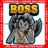 Boss Wipe Your Nose Street Demon Famous Hustle Gangster Black Angel Wings Statue Gold Jewelry Tattoos Hip Hop Rap Street Designer Fashion Hustler Pinup Pin Up Quote Art Graphic Design Print Printing Vector SVG Cut File