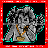 Wipe Your Nose Street Demon Famous Hustle Boss Gangster Black Angel Wings Statue Gold Jewelry Tattoos Hip Hop Rap Street Designer Fashion Hustler Pinup Pin Up Art Graphic Design Print Printing Vector SVG Cut File