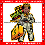 Get Money Gangster King Boy $100 Bill Pattern Clothes Outfit Gold Teeth Jewelry Machine Gun Cash Bag Tattoo Rap Plug Trap Street Hood Ghetto Thug Hustler Drip Dripping Savage Famous Hustle Badass Quote Art Graphic Design Print Printing Vector SVG Cut File