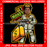 Get Money Gangster King Boy $100 Bill Pattern Clothes Outfit Gold Teeth Jewelry Machine Gun Cash Bag Tattoo Rap Plug Trap Street Hood Ghetto Thug Hustler Drip Dripping Savage Famous Hustle Badass Quote Art Graphic Design Print Printing Vector SVG Cut File