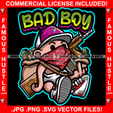 Bad Boy Gangster Baby Bandanna Face Cover Mask Middle Finger Hat Cap Sneaker Diaper Mean Face Machine Gun Cash Money Bags Hustling Trap Trapper Famous Hustle Baller Quote Art Graphic Design Logo T-Shirt Print Printing JPG PNG SVG Vector Cut File