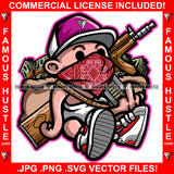 Bad Boy Gangster Baby Bandanna Face Cover Mask Middle Finger Hat Cap Sneaker Diaper Mean Face Machine Gun Cash Money Bags Hustling Trap Trapper Famous Hustle Baller Art Graphic Design Logo T-Shirt Print Printing JPG PNG SVG Vector Cut File