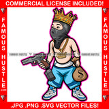 Gangster King Gang Member Ski Mask Gold Jewelry Cash Money Bag Pistol Gun Street Life Hip Hop Rap Rapper Plug Trap Street Hood Famous Hustle Art Graphic Design Logo T-Shirt Print Printing JPG PNG SVG Vector Cut File