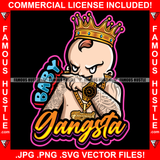 Baby Gangsta King Crown Wipe Your Nose Mean Face Street Famous Hustle Boss Gangster Gold Jewelry Watch Tattoos Hip Hop Rap Street Designer Fashion Hustler Pinup Pin Up Quote Art Graphic Design Print Printing Vector SVG Cut File