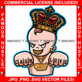 Cash Love Famous Hustle King Baby Boy Money Mean Smile On Face Gold Jewelry Teeth Guns Hip Hop Rap Rapper Hustler Hustling Trap Trapper Art Graphic Design Logo T-Shirt Print Printing JPG PNG SVG Vector Cut File