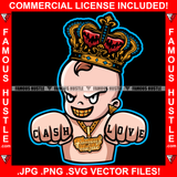 Cash Love Famous Hustle King Baby Boy Money Mean Smile On Face Gold Jewelry Teeth Guns Hip Hop Rap Rapper Hustler Hustling Trap Trapper Art Graphic Design Logo T-Shirt Print Printing JPG PNG SVG Vector Cut File