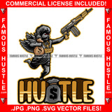 Hustle Gangster Angel Wings Statue Holding Cash Money Bag Gold Gun Jewelry Red Eyes Street Savage Hood Ghetto Swag Thug Boss Hustler Trench Hip Hop Rap Rapper Famous Hustling Quote Art Graphic Design Logo T-Shirt Print Printing JPG PNG SVG Vector Cut File