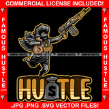 Hustle Gangster Angel Wings Statue Holding Cash Money Bag Gold Gun Jewelry Red Eyes Street Savage Hood Ghetto Swag Thug Boss Hustler Trench Hip Hop Rap Rapper Famous Hustling Quote Art Graphic Design Logo T-Shirt Print Printing JPG PNG SVG Vector Cut File