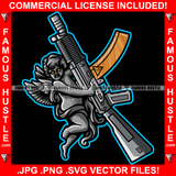 Hustle Gangster Angel Wings Statue Machine Gun Street Savage Yellow Eyes Hood Ghetto Swag Thug Boss Hustler Trench Hip Hop Rap Rapper Famous Hustling Art Graphic Design Logo T-Shirt Print Printing JPG PNG SVG Vector Cut File