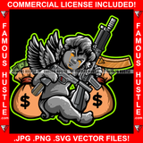 Gangster Angel Wings Statue Cash Money Bags Machine Guns Dripping Eyes Bag Religion Street Savage Hood Ghetto Swag Thug Boss Hustler Trench Hip Hop Rap Rapper Famous Hustling Art Graphic Design Logo T-Shirt Print Printing JPG PNG SVG Vector Cut File