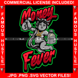 Money Fever Demon Gangster Statue Devil Satan Horns Cash Money Bags Gold Necklace Hip Hop Rap Plug Trap Street Ghetto Thug Drip Famous Hustle Rich Quote Art Graphic Design Logo T-Shirt Print Printing JPG PNG SVG Vector Cut File