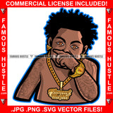 Dope Wipe Your Nose Mean Face Gangster Man Street Famous Hustle Boss Gangster Gold Jewelry Watch Necklace Body Tattoos Hip Hop Rap Street Designer Fashion Hustler Pinup Pin Up Art Graphic Design Print Printing Vector SVG Cut File