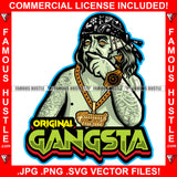 Original Gangsta Wipe Your Nose Dead President Ben Franklin Bandanna Famous Hustle Boss Gangster Gold Jewelry Watch Necklace Body Tattoos Hip Hop Rap Street Designer Fashion Hustler Pinup Pin Up Quote Art Graphic Design Print Printing Vector SVG Cut File