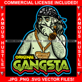 Original Gangsta Wipe Your Nose Dead President Ben Franklin Bandanna Famous Hustle Boss Gangster Gold Jewelry Watch Necklace Body Tattoos Hip Hop Rap Street Designer Fashion Hustler Pinup Pin Up Quote Art Graphic Design Print Printing Vector SVG Cut File