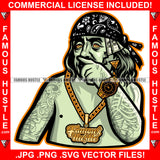 Wipe Your Nose Dead President Ben Franklin Bandanna Famous Hustle Original Gangsta Boss Gangster Gold Jewelry Watch Necklace Body Tattoos Hip Hop Rap Street Designer Fashion Hustler Pinup Pin Up Art Graphic Design Print Printing Vector SVG Cut File