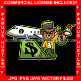 Rich Forever Gangster Teddy Bear Mean Face Hat Dress Airplane Dollar Sign Hip Hop Rap Rapper Plug Trap Street Hood Ghetto Thug Hustler Hustling Famous Hustle Baller Trapper Art Graphic Design Logo T-Shirt Print Printing JPG PNG SVG Vector Cut File