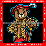 Easy Money Gangster Teddy Bear Dollar Sign Eyes Gold Necklace Rings Dollar Sign Belt Hip Hop Rap Rapper Plug Trap Street Hood Ghetto Swag Thug Hustler Hustling Famous Hustle Art Graphic Design Logo T-Shirt Print Printing JPG PNG SVG Vector Cut File