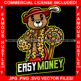 Easy Money Gangster Teddy Bear Dollar Sign Eyes Gold Necklace Rings Dollar Sign Belt Hip Hop Rap Rapper Plug Trap Street Hood Ghetto Swag Thug Hustler Hustling Famous Hustle Quote Art Graphic Design Logo T-Shirt Print Printing JPG PNG SVG Vector Cut File