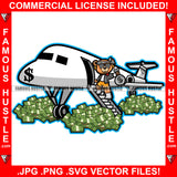 First Cash Gangster Teddy Bear Airplane Head Bandanna Black Glasses Dollar Sign Earrings Money Bag Stack Hip Hop Rap Hood Swag Thug Flex Drip Art Graphic Design Logo T-Shirt Print Printing JPG PNG SVG Vector Cut File