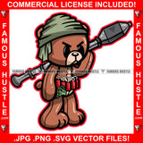 Savage Gangster Teddy Bear Rocket Launcher Time Bomb Grenade Hip Hop Rap Rapper Plug Trap Street Hood Ghetto Swag Thug Hustler Hustling Famous Hustle Baller Trapper Art Graphic Design Logo T-Shirt Print Printing JPG PNG SVG Vector Cut File