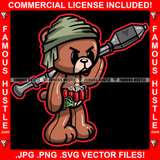 Savage Gangster Teddy Bear Rocket Launcher Time Bomb Grenade Hip Hop Rap Rapper Plug Trap Street Hood Ghetto Swag Thug Hustler Hustling Famous Hustle Baller Trapper Art Graphic Design Logo T-Shirt Print Printing JPG PNG SVG Vector Cut File