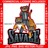 Savage Gangster Teddy Bear Head Bandanna Black Glasses Gold Dollar Sign Earrings Two Tigers Machine Gun Hip Hop Rap Plug Trap Street Hood Ghetto Swag Thug Famous Hustle Quote Art Graphic Design Logo T-Shirt Print Printing JPG PNG SVG Vector Cut File